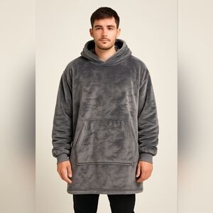 Cozy Gray Hooded Blanket for Men